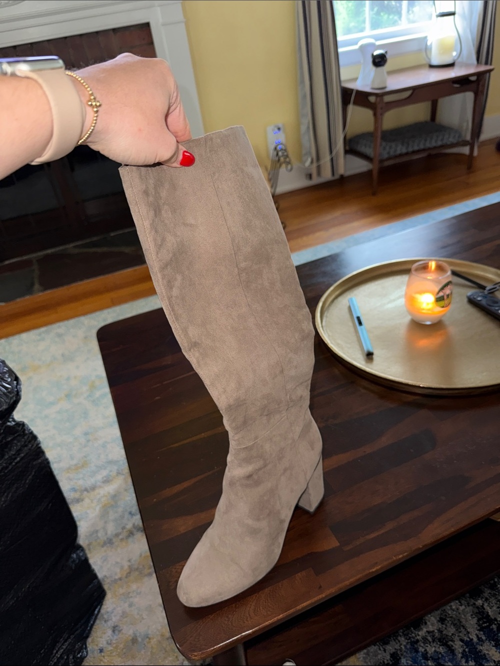 Kenneth Cole Reaction Taupe Suede Over-the-Knee Boots
